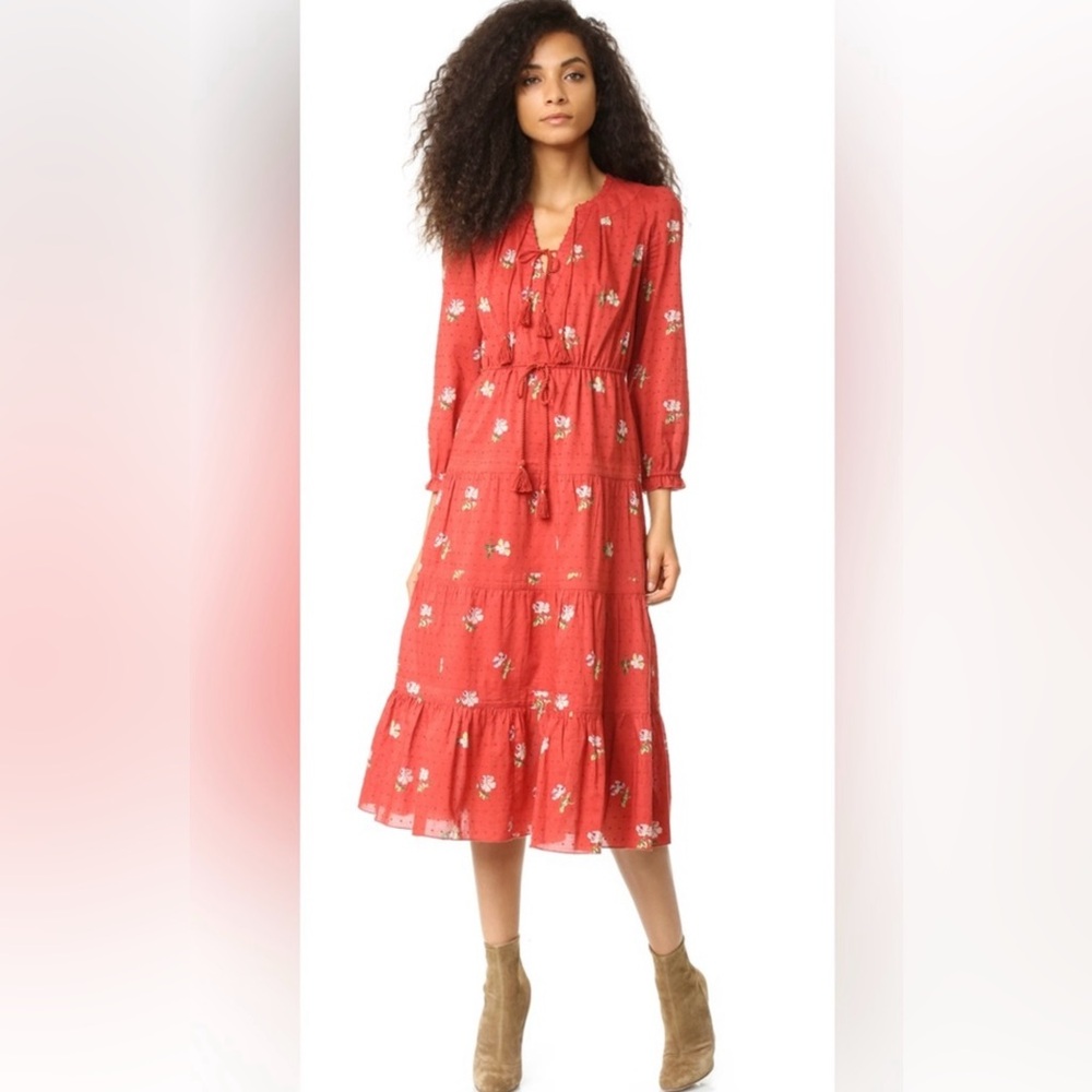 Ulla Johnson clementine floral print tiered midi dress size 2